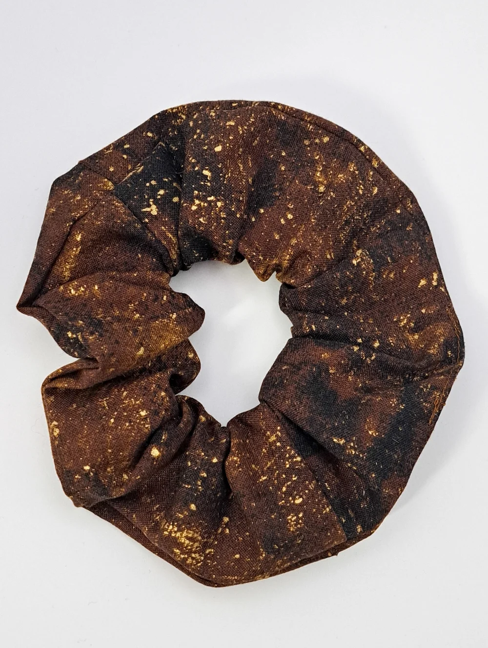 Chocolate Brown Gold Speckled Scrunchie Hair Rie Cotton Women's Accessory